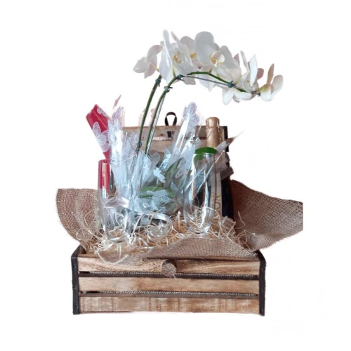 Cesta de Espumante Chandon com Orquídea
